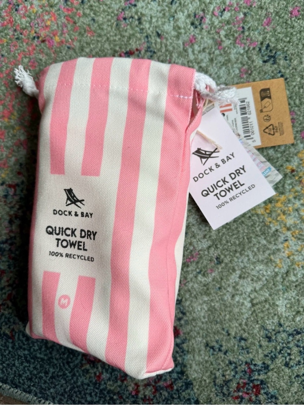 Dock & Bay Quick Dry Towel — Pink & White Striped